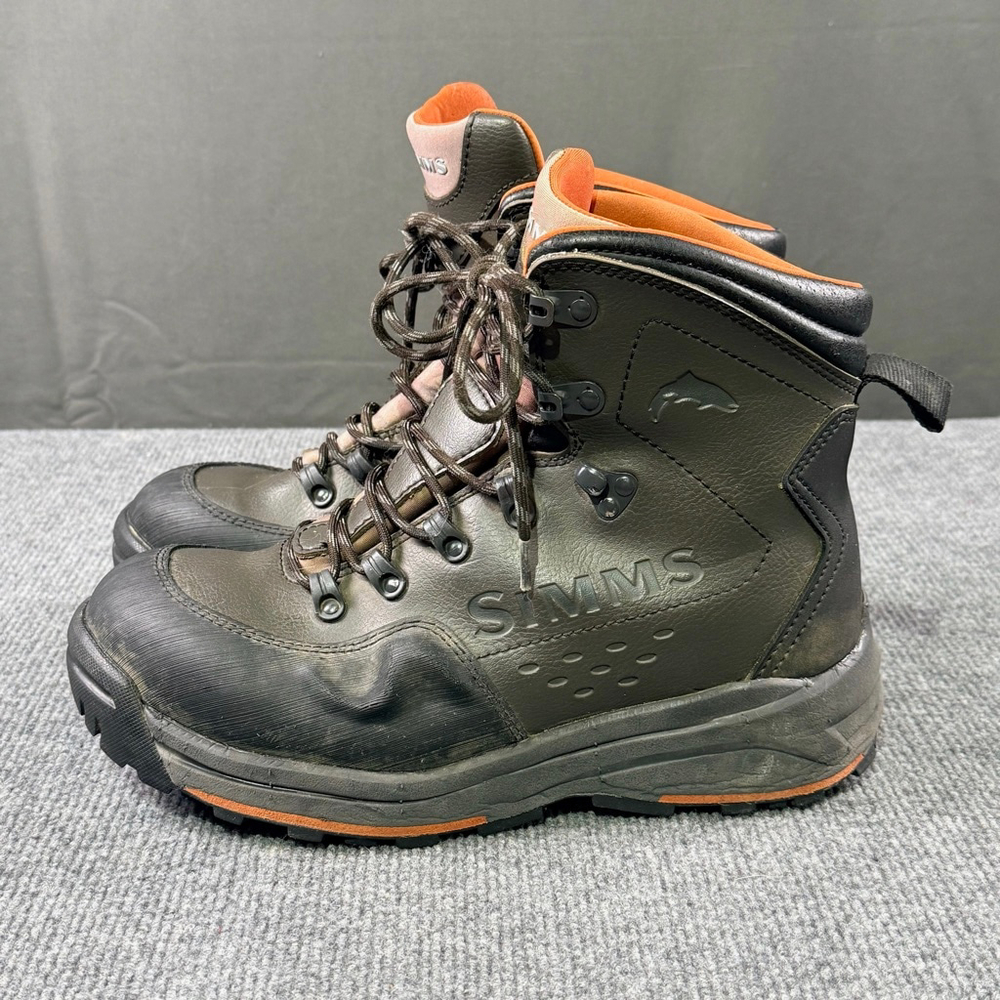 Simms Freestone Wading Boots Men’s 9 Waterproof Rubber Sole Fishing Dark Olive